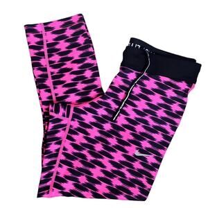 Nike DriFit Hot Pink Black Print Cropped Leggings Small